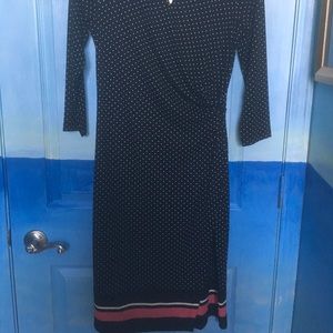 Talbots black & white polka dot wrap dress